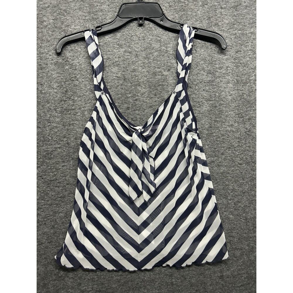 Victoria’s Secret Womens Sleeveless Sheer Mesh Tank Top Medium Striped Blouse‎ V